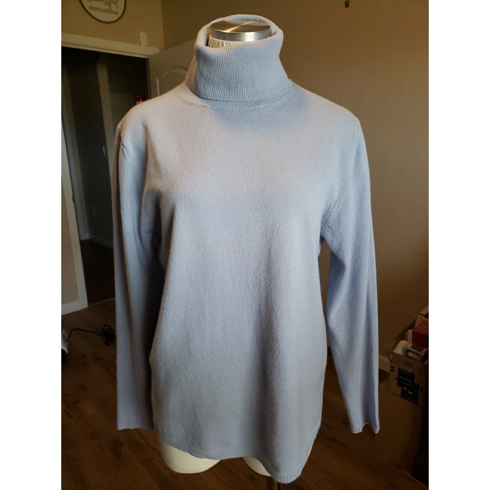 Sutton Studio Sweater Cashmere Turtleneck Bloomingdale's Blue Woman's Size Large
